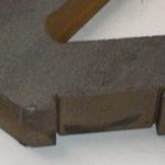 Crisp edges shown waterjet cut in 20mm steel plate