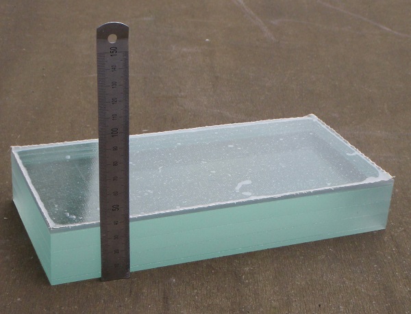 Bullet proof glass waterjet cut from a large plate